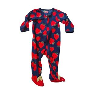✅4/25$✅ Carter's 9 months baby one piece fleece‎ pyjama with strawberry B2